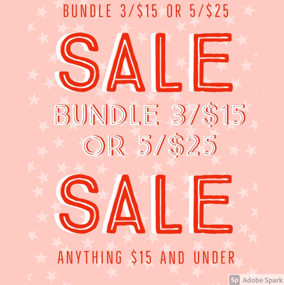 Bundles 3 for $10 and 5 for $20